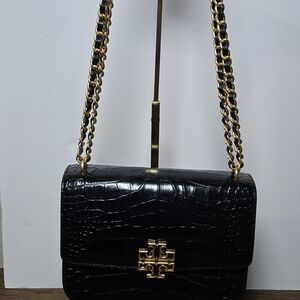 Tory Burch Small Britten Convertible Shoulder Bag – Croc Embossed